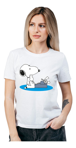 Polera Mujer Snoopy Escritor Comunicador Algodon Wiwi