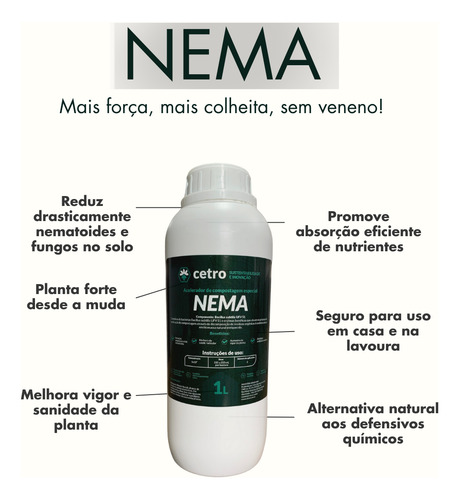 Redução De Nematoides + Raiz Forte | Nema Bio 1l Solo Doente