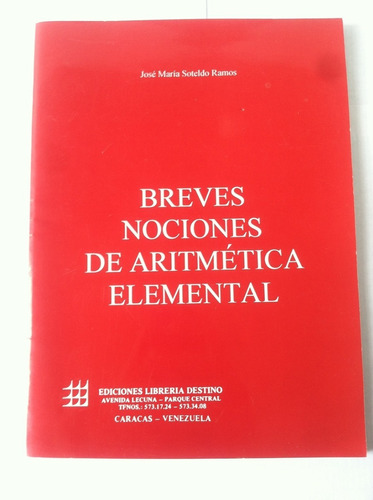 Libro Breves Nociones De Arismetica Elemental