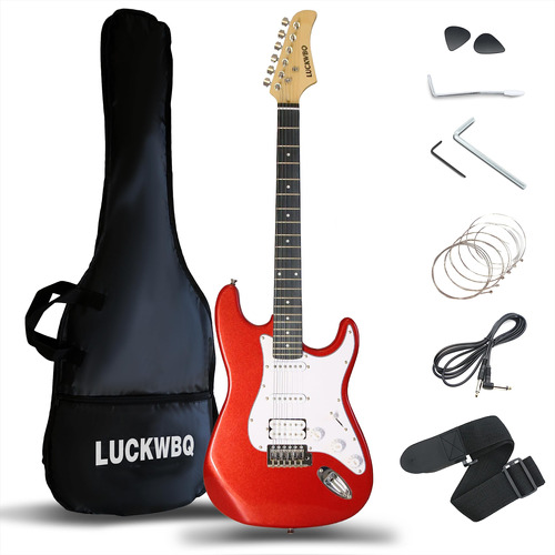 Luckwbq Kit De Guitarra Eléctrica Para Principiantes, Rojo.