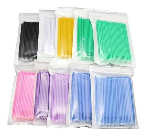 100 Microbrush Microaplicadores Microcepillos Pestañas Color