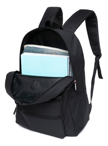 Mochila Unissex Escolar Casual Faculdade Desenho Do Tecido Liso Cor Preto Coban
