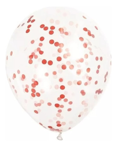 Globos Latex R12 Cristal Con Confeti Rojo X5 Unidades