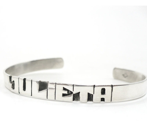 Pulsera Esclava Pinza Plata 925 Nombre Calado Personalizado