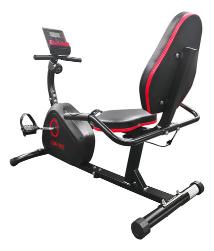 Bicicleta Fija Horizontal Alma Bikes Ab2103 Pulso + Display Negro Combinado Con Rojo