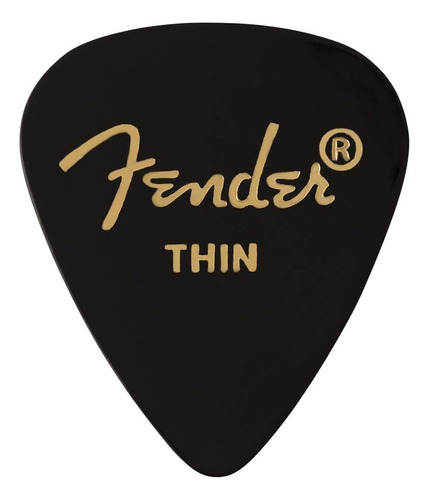 Fender Classic Celluloid Guitar Picks 351 Shape, Black, Thin