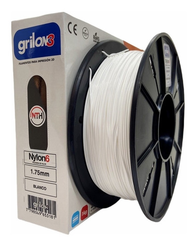 Imagen 2 de 2 de Filamento 3D Nylon 6 Grilon3 de 1.75mm y 1kg blanco