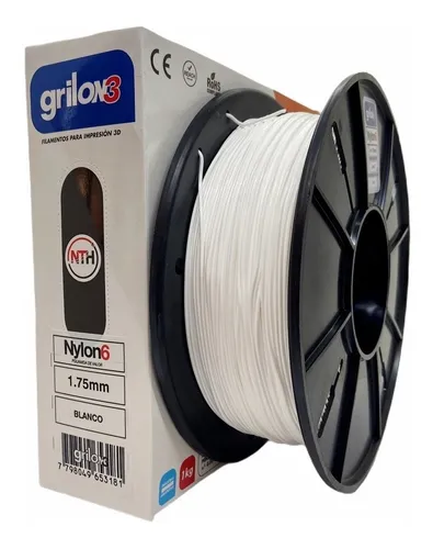 Filamento 3D Grilon3 Nylon 6 de 1.75mm y 1kg blanco