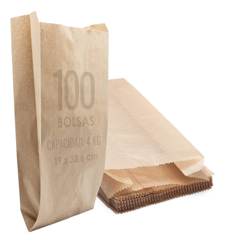 Bolsas De Papel Kraft 4 Kg Bolsas Saco Cambucho 100 Unds
