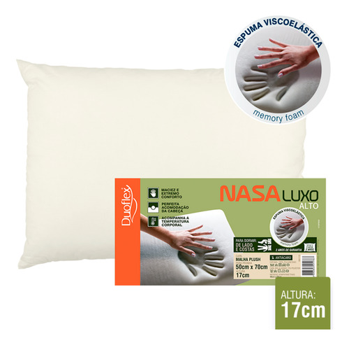 Kit Com 3 Travesseiros Nasa Luxo Alto 17cm - Macio