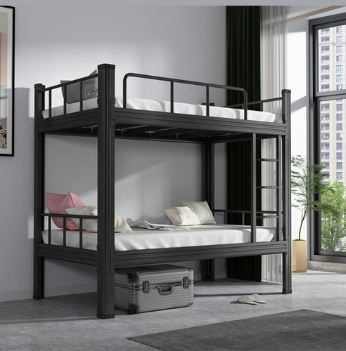 Cama Doble De Hierro Y Acero, Estilo Industrial Con Soporte