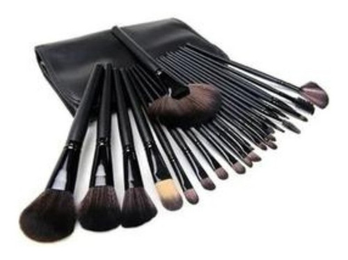 Kit de brochas de maquillaje de 24 piezas, estuche grande para brochas de colorete, color negro