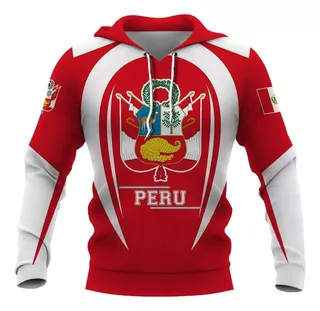 Sudadera De Manga Larga Con Estampado 3d De La Bandera Perú