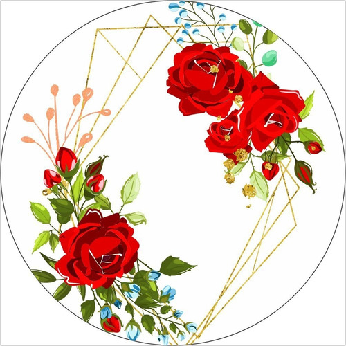 Painel Floral Vermelho Redondo Em Tecido 1,5x1,5 C/elástico