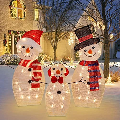 3 Arte Navideño Con Luces De Jardín En Forma De Muñeco De