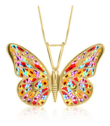 Collar - Gold Plated 925 Sterling Silver Large Butterfly Nec
