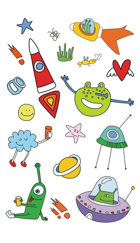 Imagen 3 de 10 de Tatuajes Temporales Tattoo Espacio Astronauta X10 Souvenir