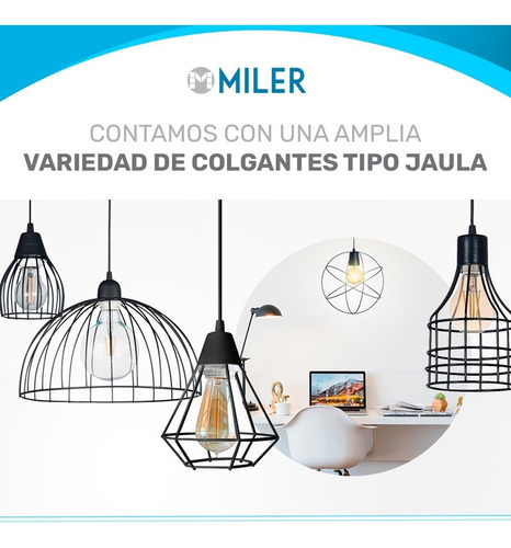 Imagen 9 de 10 de Pack X 4 Lámpara Colgante Vintage Jaula Diamante 15cm