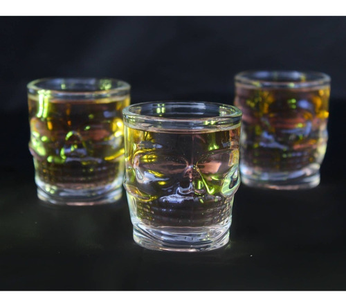 Set 6 Vaso Calavera 75 Ml Vidrio Corto