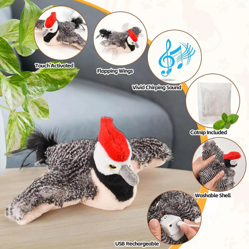 Zh Juguete Pájaro Con Forma Pájaro Carpintero For Gatos.