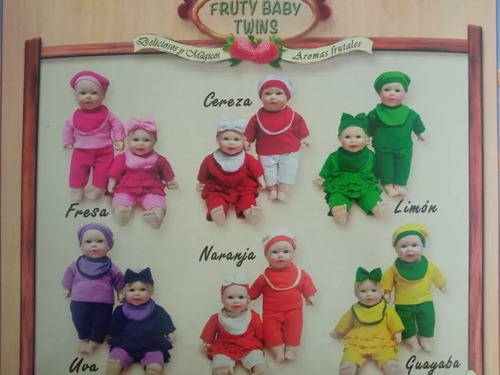 Muñecos Gemelos Fruty Baby Twins Con Aromas Frutales 35cm
