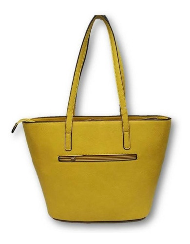 Imagen 2 de 4 de Bolso De Dama Amarilla Diseño Tipo Tejido Textil 430ck