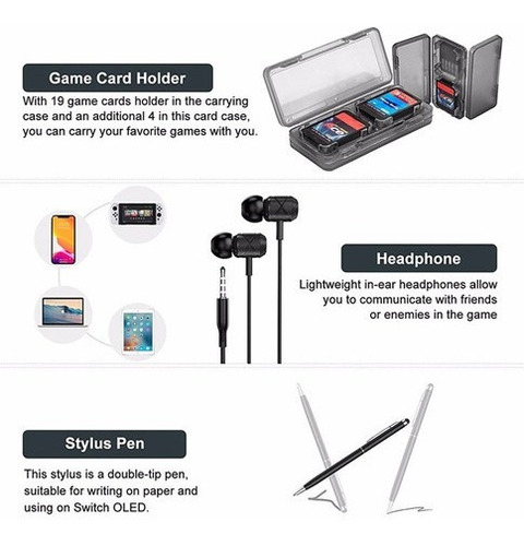 Imagen 6 de 8 de Funda De Kit De Accesorios Para Nintendo Switch Oled 17 En 1