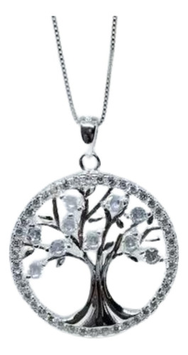 Conjunto Plata 925 Árbol De La Vida Con Cubic  Y Cadena