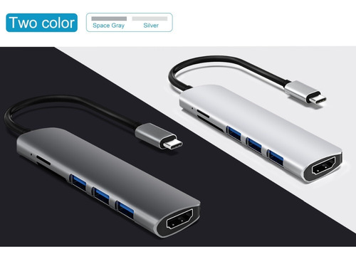 Adaptador Usb Tipo C A Hdmi Hub 4k Thunderbolt 3 Sd Multiple