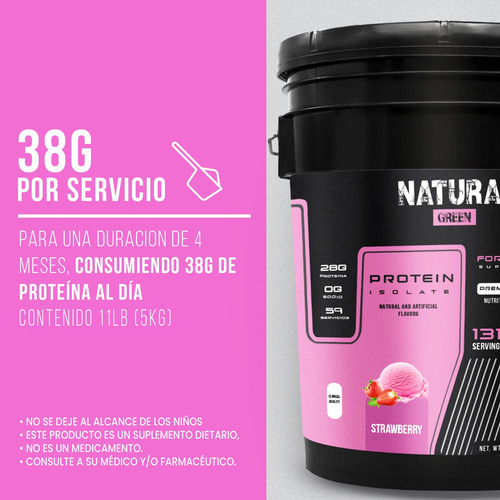 Proteina Whey Isolate Hidrolizada Green 5kg 131 Serv Fresa