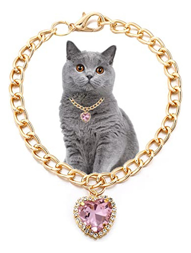 Collar Gato Sogayu Con Corazón Rhinestone, Ajustable Y