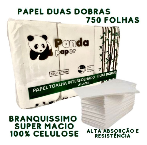 Papel Toalha Interfolhado Para Secar As Mãos Kit C/2 Branco