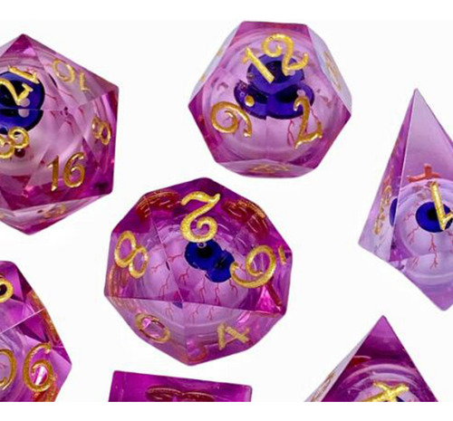Juego De Dados De Resina De 7 Piezas, Dados De Juego Violeta