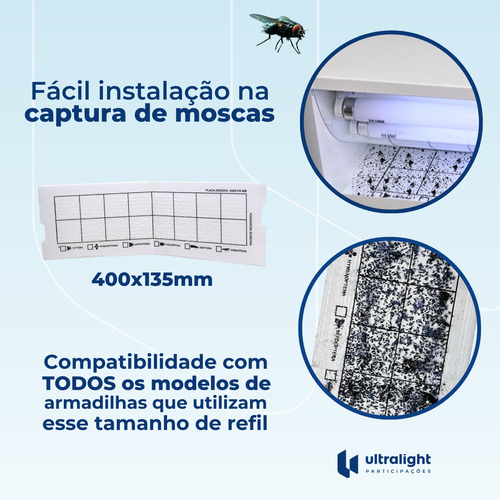 45 Placas Adesiva Ultralight Armadilha Pega Mosca Mosquito 400x135mm