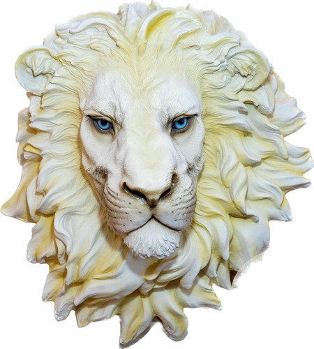 Cabeza De Leon Blanco De Resina Para Pared De Decoración