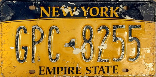 Antigua Placa Patente De Auto Estados Unidos New York 