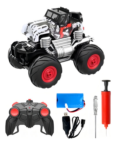 Auto A Radio Control Anfibio Ruedas Grandes Wrangler Rd50 Color Rojo