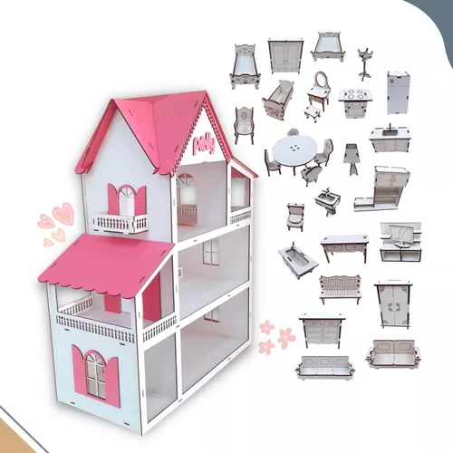 Casa de Boneca  Móveis da casa da barbie, Casas de brincadeiras