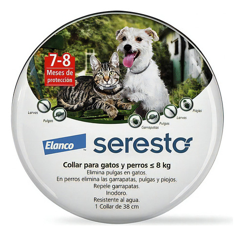 Collar antiparasitario para garrapata Seresto para perro y gato hasta 8kg