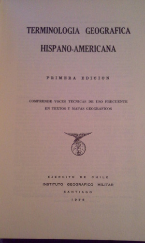 Terminología Geografica Hispano-americana,i. G. Militar 1958