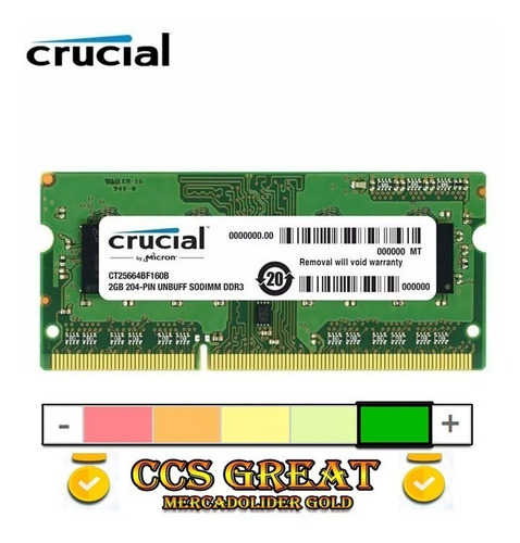 Imagen 2 de 3 de Memoria Ram 2gb Laptop Ddr3 12800 Crucial Valeroconceptos