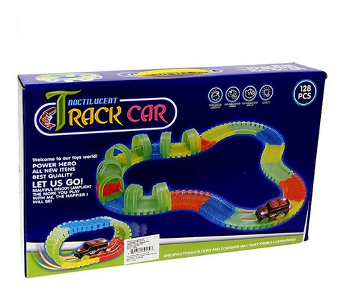 Pista Flexible Coche Carro Brilla Oscuridad 128 Piezas