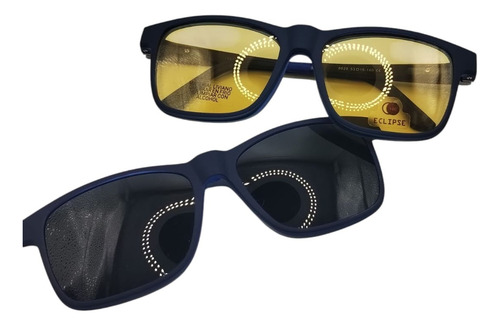Armazón Anteojos Lentes Clip-on Polarizado 8829 Eclipse Azul Mate Col. 002