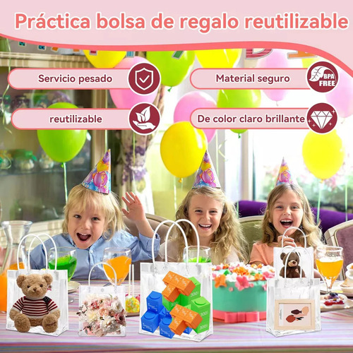 40 Bolsas De Regalo Transparentes Con Asas Pequeñas, Reutilizables Bolsas Transparentes Bolsas De Caramelo Bolsas De Regalo Para Boda, Cumpleaños Fiesta San Valentín Navidad 23x17x7cm