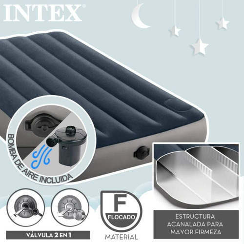 Kit Colchon Inflable 1 Plaza Combo Con Bomba Aire Incluida