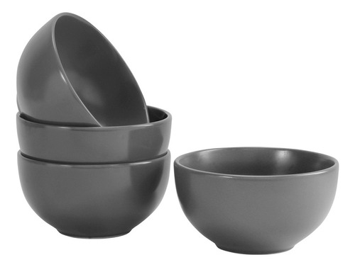 Juego De 4 Bowls De Cerámica Crown Baccara Color Gris