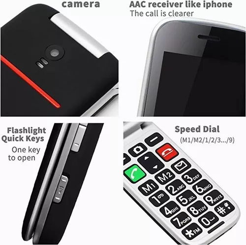 Artfone Telefonos Celulares Plegable Para Personas Mayores Con Botones  Grandes,pantalla A Color De 2,4 Pulgadas,cámara, Sos, Linterna, Radio Fm