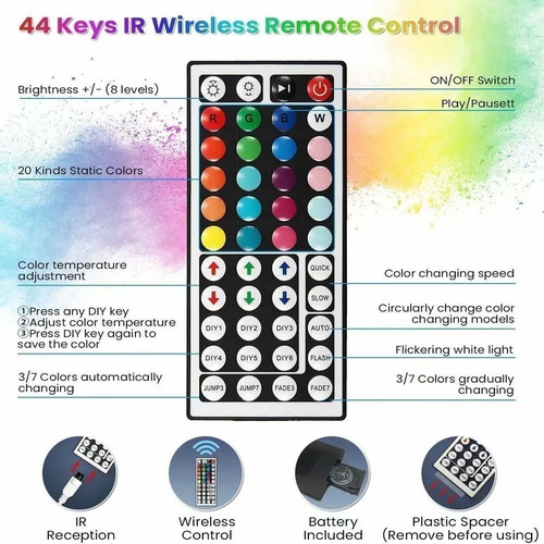 Imagen 8 de 8 de Tira De Luz Led 20 Metros Rgb Kit Para Dormitorio