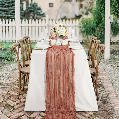 Mantel Table Runner Para Bodas, 6 Unidades, Gasa Y Estopilla