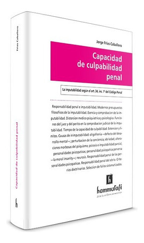 Capacidad De Culpabilidad Penal, De Frías Caballero, Jorge. Editorial Hammurabi En Español